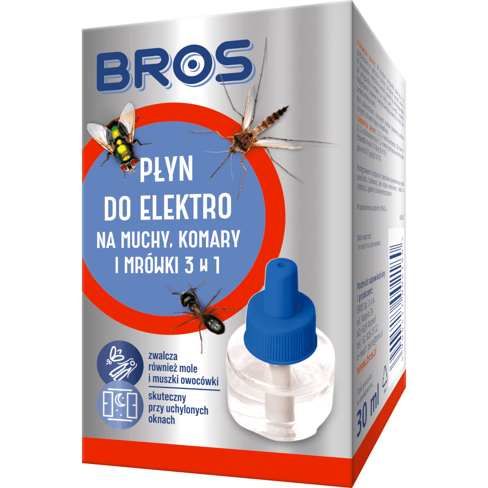 BROS Płyn do elektro na muchy komary i mrówki 3w1 30 ml