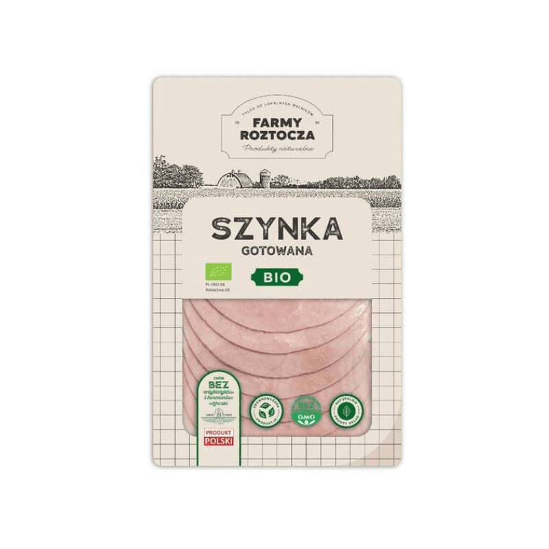 FARMY ROZTOCZA Szynka gotowana w plastrach BIO 100 g