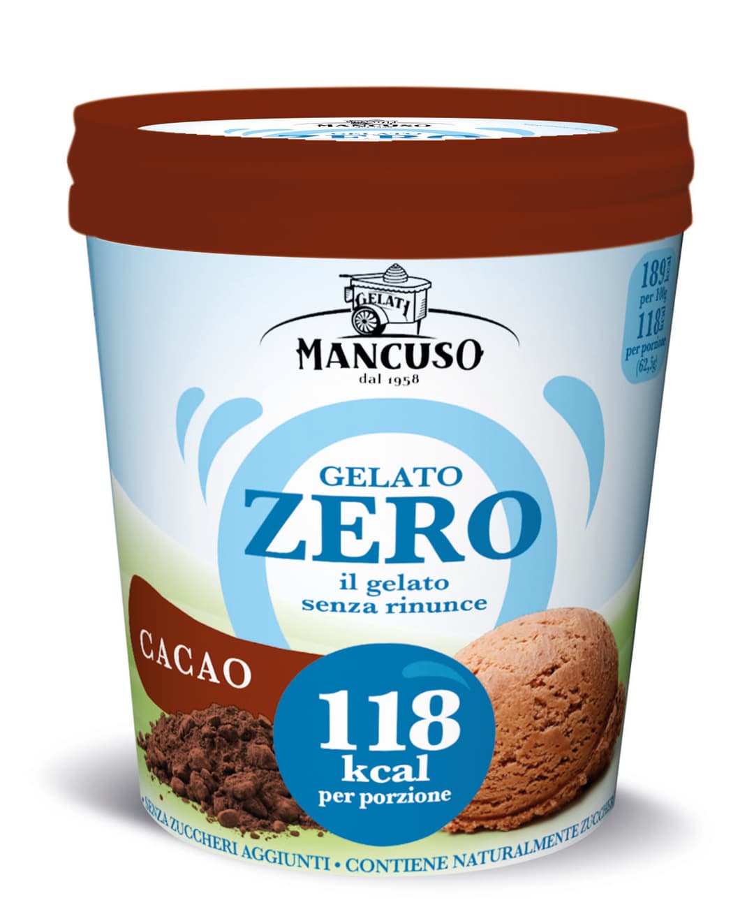 MANCUSO Lody czekoladowe bez cukru w kubku 400 ml