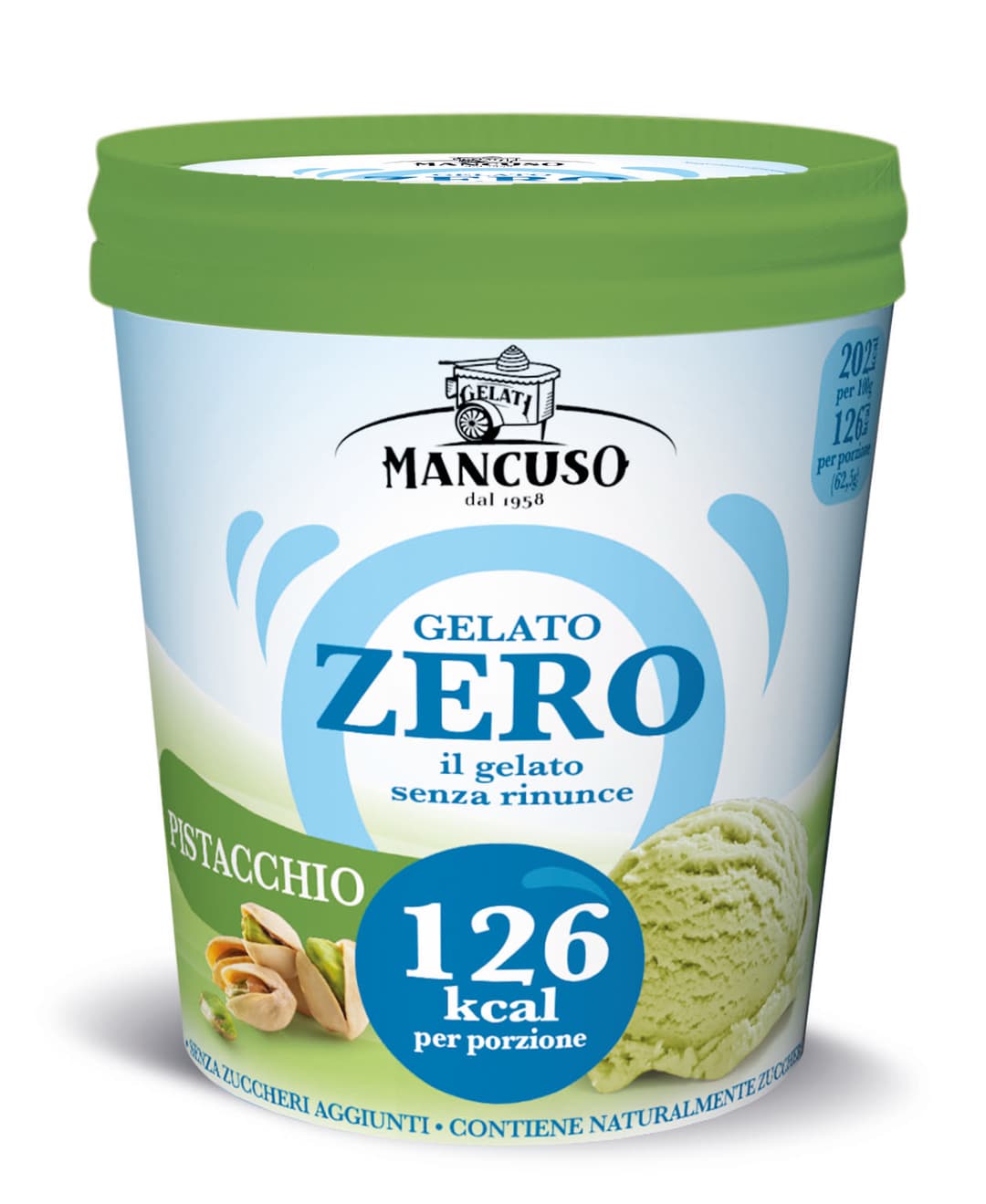 MANCUSO Lody pistacjowe bez cukru w kubku 400 ml