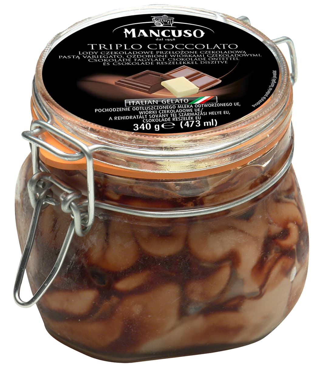 MANCUSO Lody potrójnie czekoladowe w słoiku 473 ml