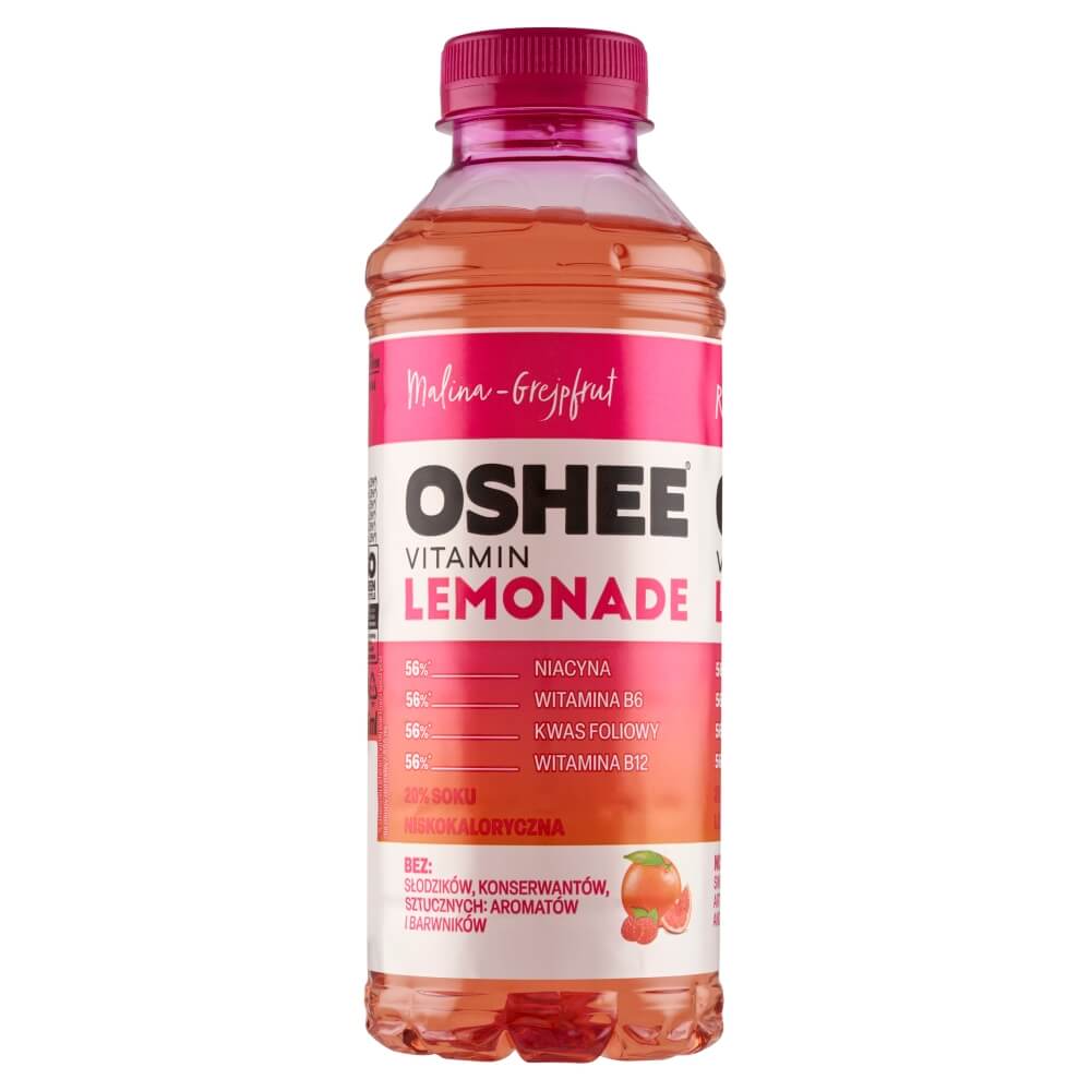 OSHEE VITAMIN LEMONADE Napój niegazowany o smaku malinowo-grejpfrutowym 555 ml