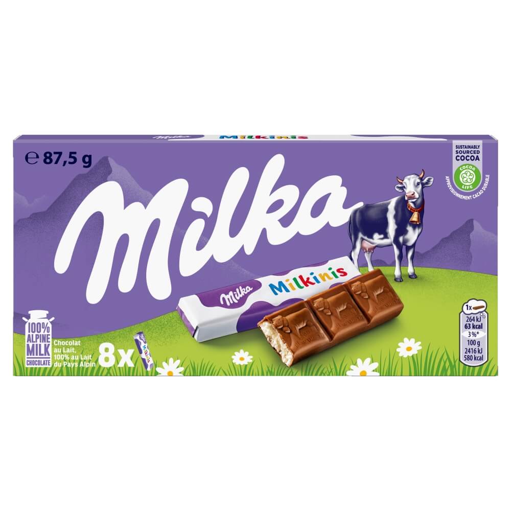 MILKA Czekolada mleczna z mleka alpejskiego Milkinis 8 szt.