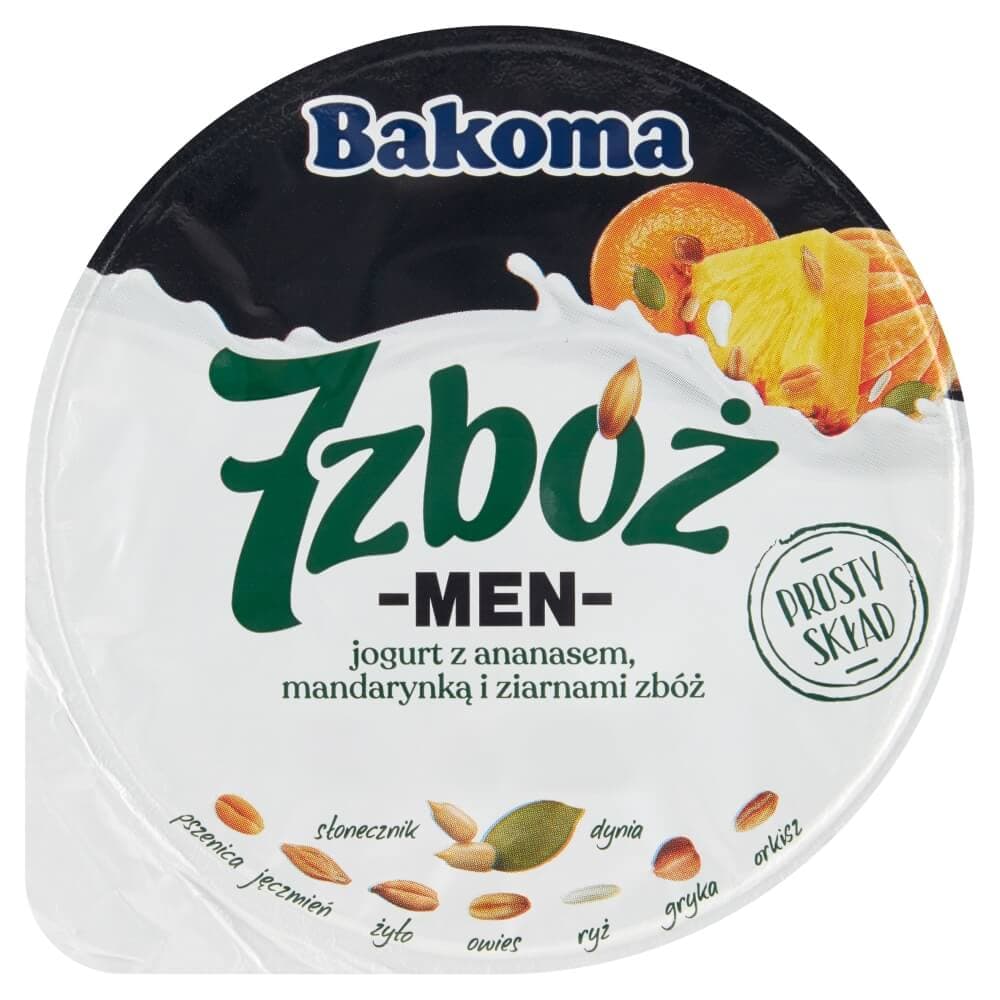BAKOMA 7 ZBÓŻ Jogurt z ananasem, mandarynką i zianami zbóż Men 300 g