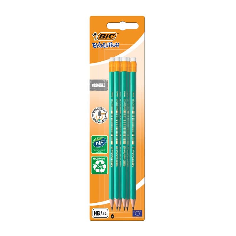 BIC EVOLUTION Ołówek HB z gumką 6 szt.