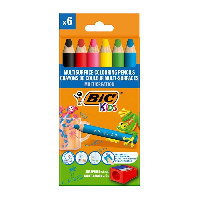 BIC KIDS Kredki ołówkowe + temperówka 6+1 szt.