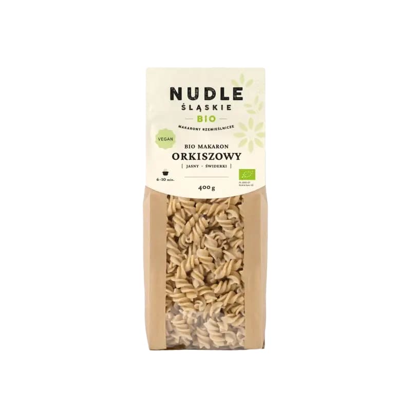 NUDLE ŚLĄSKIE Makaron orkiszowy świdry BIO 400 g