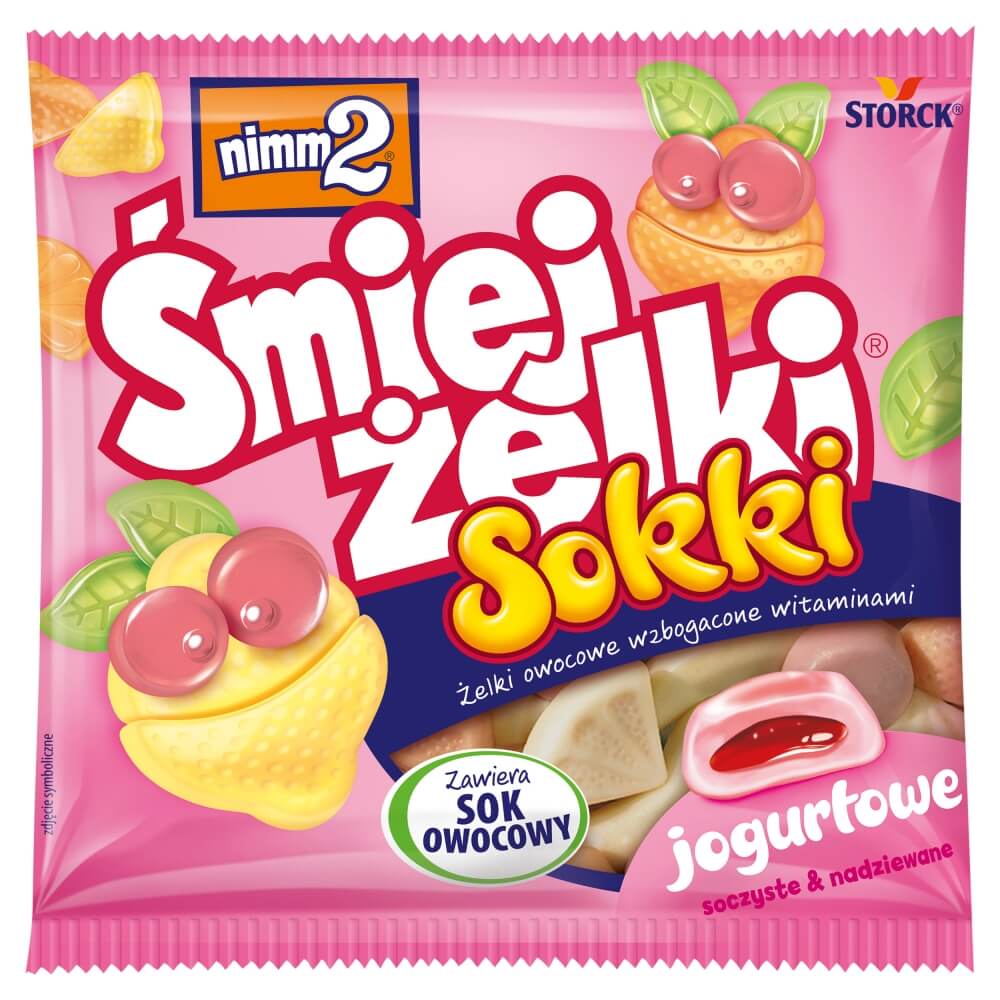 NIMM2 SMIEJŻELKI SOKKI Żelki owocowe wzbogacone witaminami jogurtowe 90 g