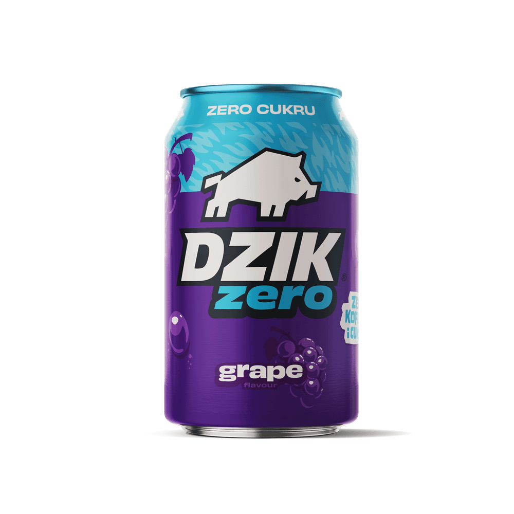 DZIK Napój gazowany o smaku winogronowym bez cukru i kofeiny 330 ml