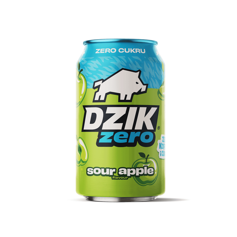 DZIK Napój gazowany o smaku kwaśnego jabłka bez cukru i kofeiny 330 ml