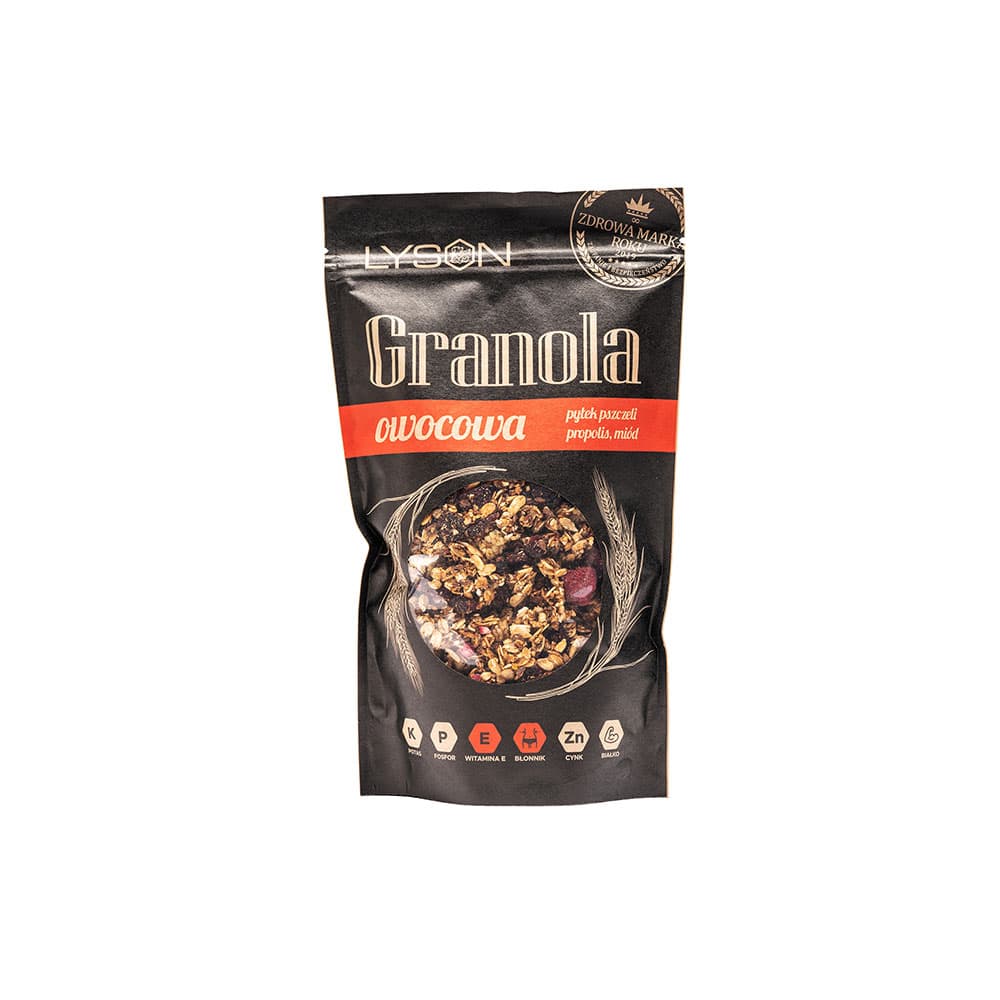 ŁYSOŃ Granola owocowa z miodem bez cukru 300 g