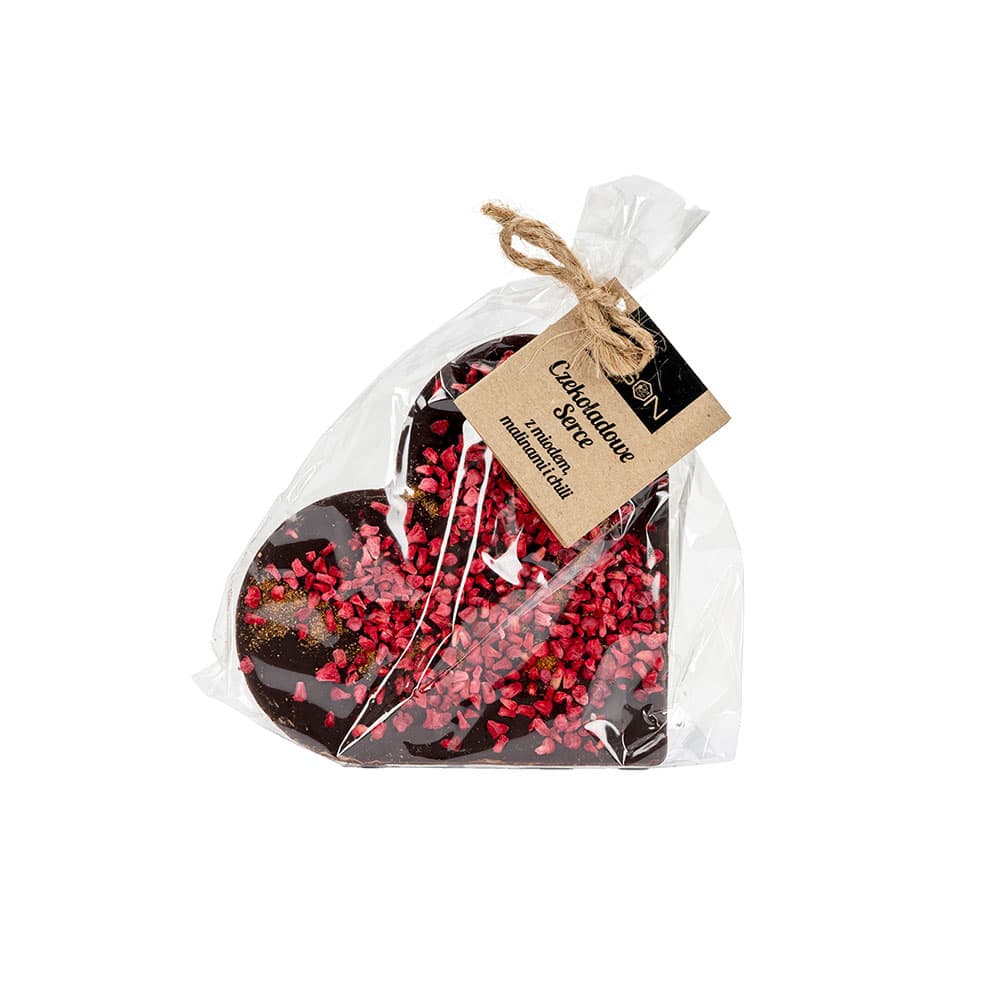 ŁYSOŃ Czekolada ciemna z miodem malinami i chili w kształcie serca 85 g