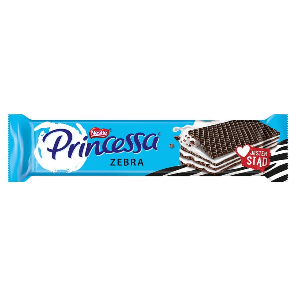 PRINCESSA Wafel kakaowy Zebra przekładany kremem mlecznym 30 g