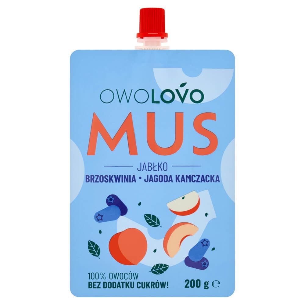OWOLOVO Mus jabłko brzoskwinia jagoda kamczacka 200 g
