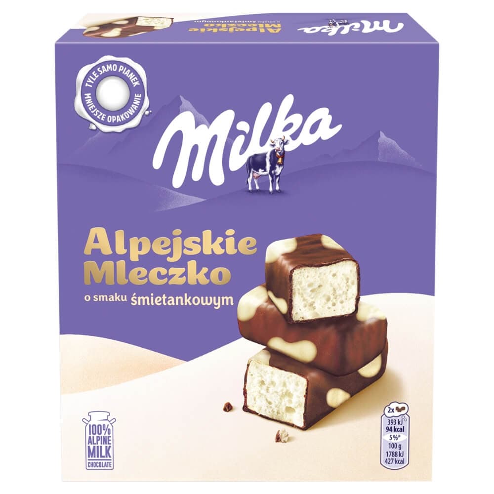 MILKA ALPEJSKIE MLECZKO Pianka o smaku śmietankowym 330 g