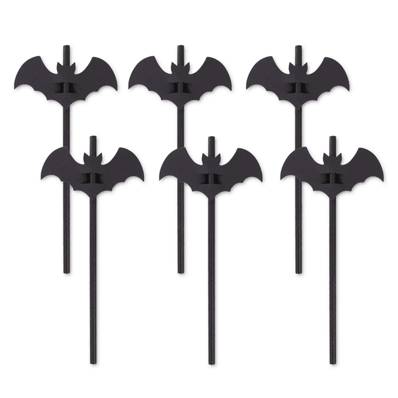 HALLOWEEN Słomki Nietoperze czarne 12 szt.