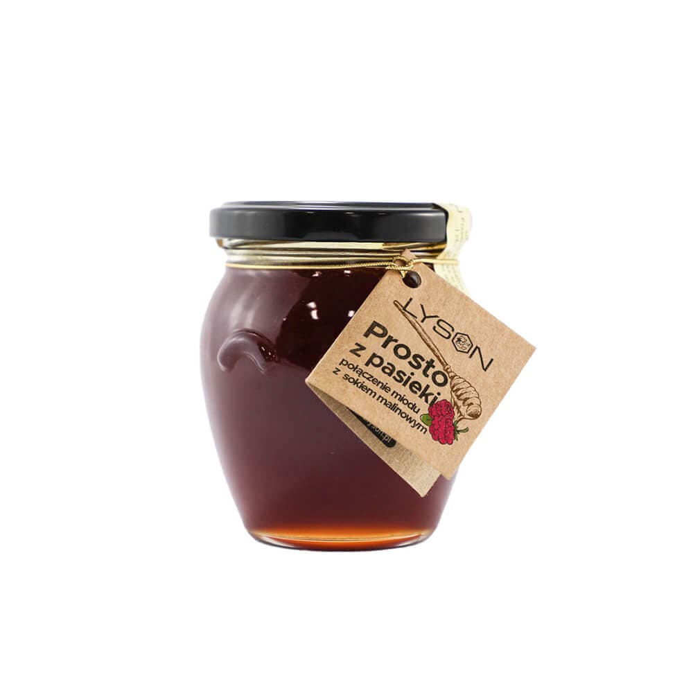 ŁYSOŃ PROSTO Z PASIEKI Miód z sokiem malinowym 270 g