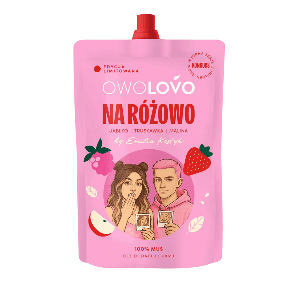 OWOLOVO NA RÓŻOWO Mus jabłko truskawka malina 200 g
