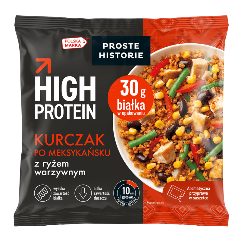 PROSTE HISTORIE Kurczak po meksykańsku z ryżem warzywnym High Protein mrożony 400 g