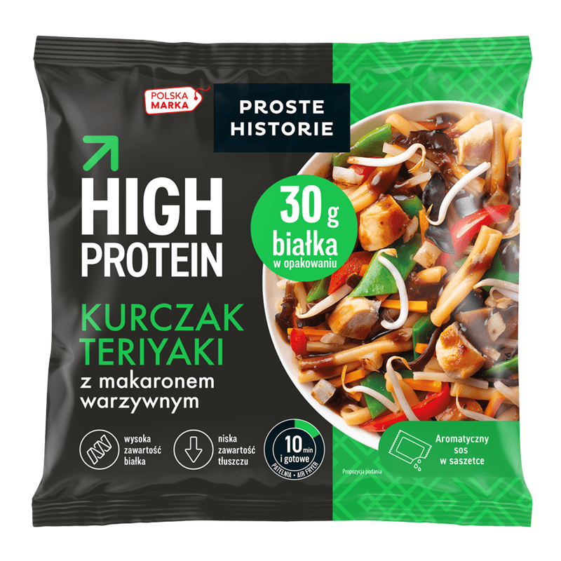 PROSTE HISTORIE Kurczak Teriyaki z makaronem warzywnym High Protein mrożony 400 g