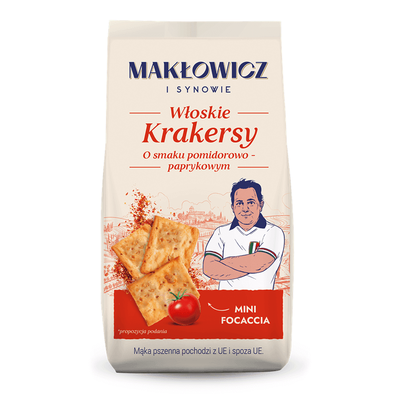 MAKŁOWICZ I SYNOWIE Krakersy o smaku pomidorowo-paprykowym 100 g