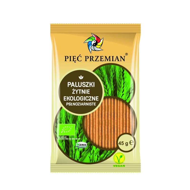 PIĘĆ PRZEMIAN Paluszki żytnie pełnoziarniste BIO 45 g