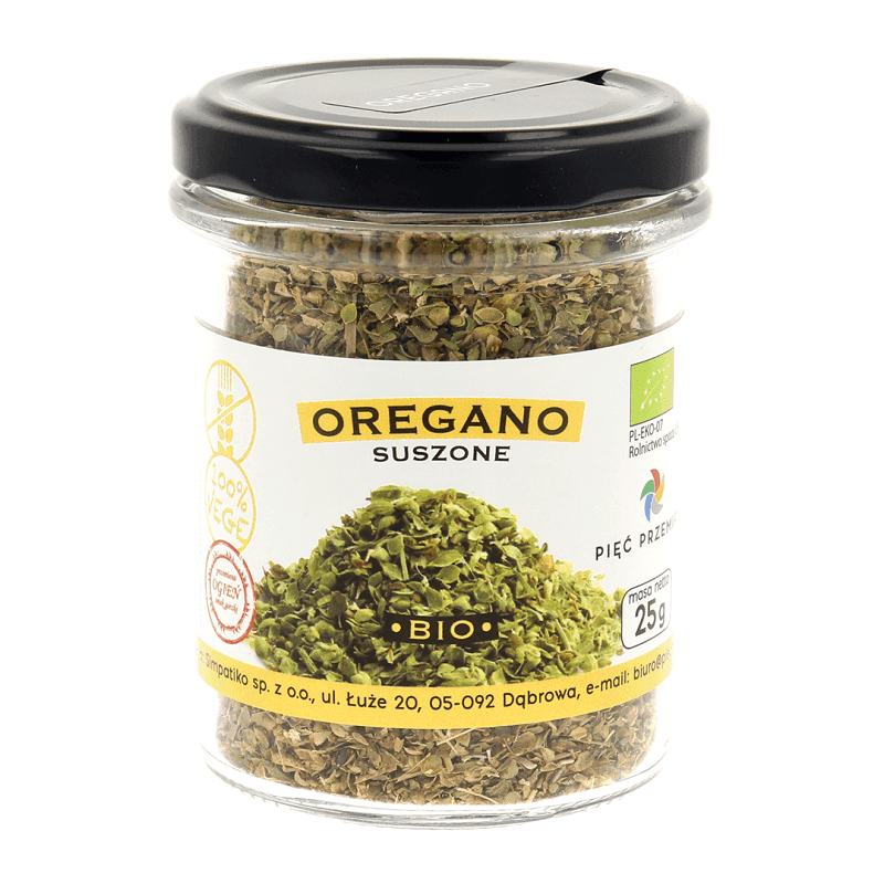 PIĘĆ PRZEMIAN Oregano suszone bezglutenowe BIO 25 g