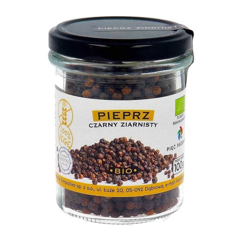 PIĘĆ PRZEMIAN Pieprz czarny ziarnisty bezglutenowy BIO 100 g