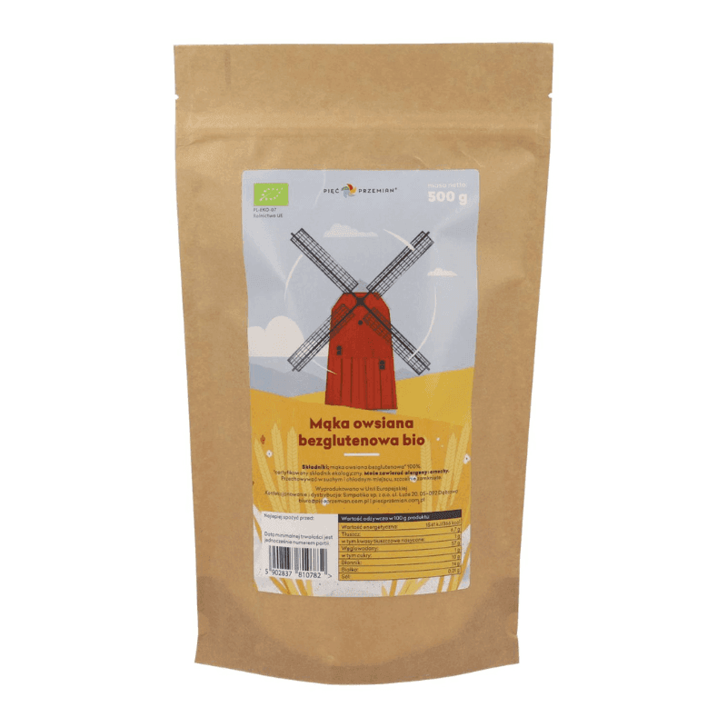 PIĘĆ PRZEMIAN Mąka owsiana bezglutenowa BIO 500 g