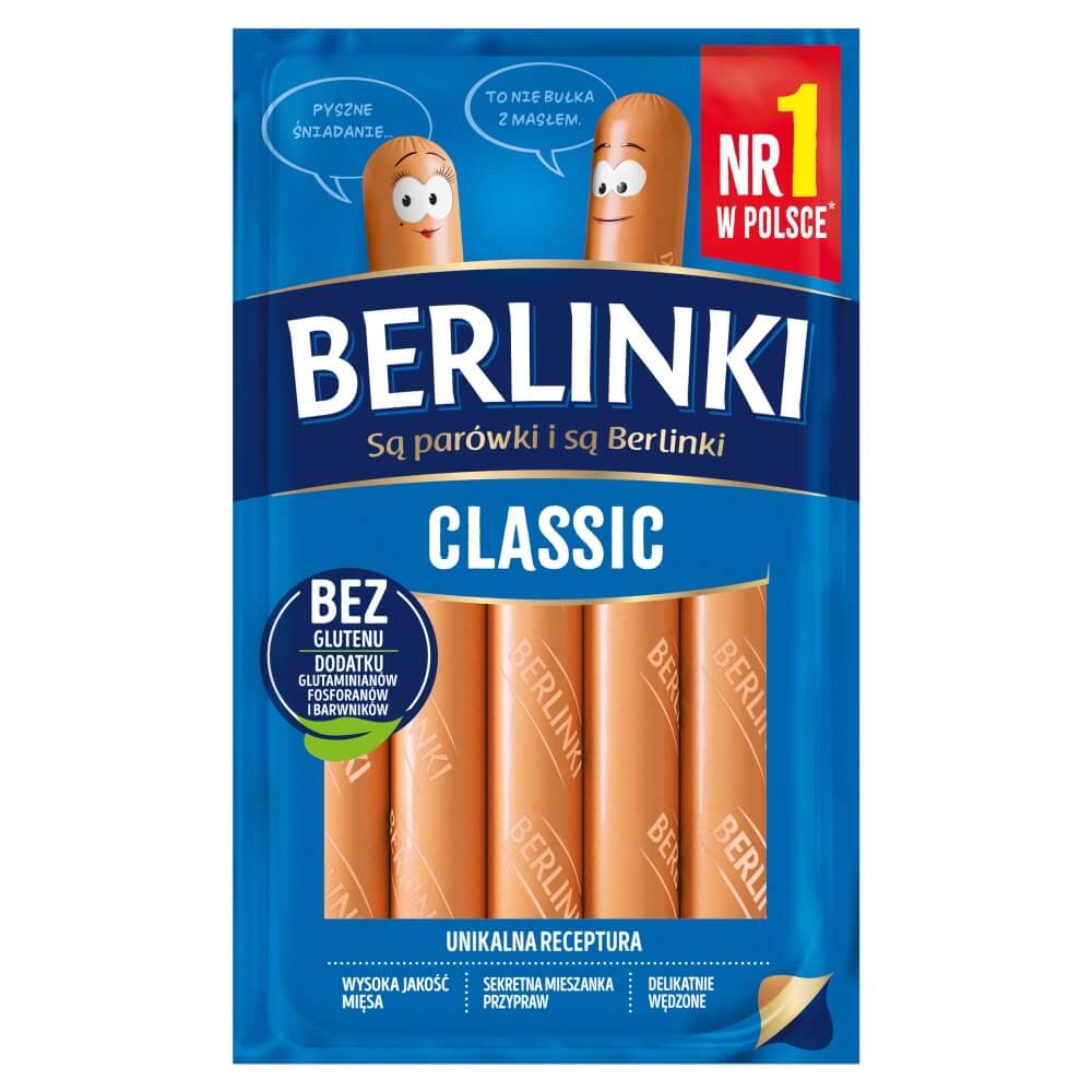 MORLINY BERLINKI Parówki wieprzowe 225 g
