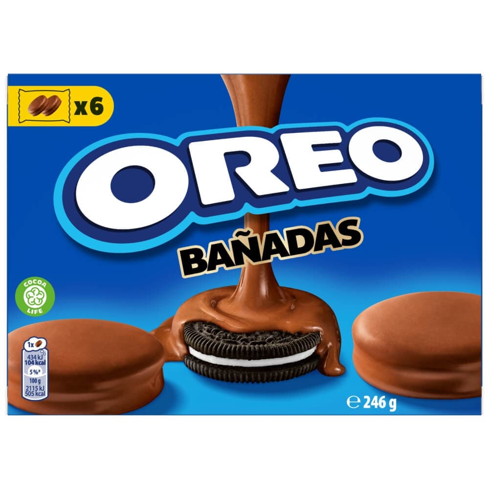 OREO BANADAS Ciastka kakaowe z nadzieniem o smaku waniliowym oblane polewą kakaową 12 szt. 246 g