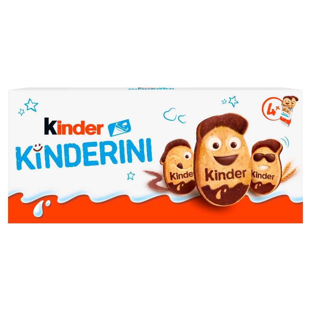 KINDER KINDERINI Biszkopty z mlecznymi i kakaowymi dekoracjami 100 g