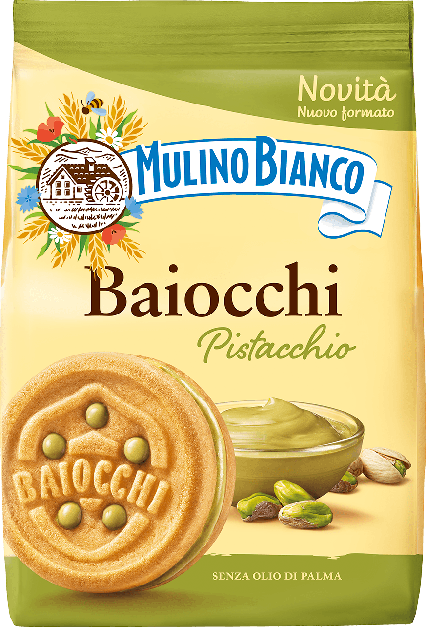 MULINO BIANCO Ciastka z kremem pistacjowym Baiocchi Pistacchio 240 g