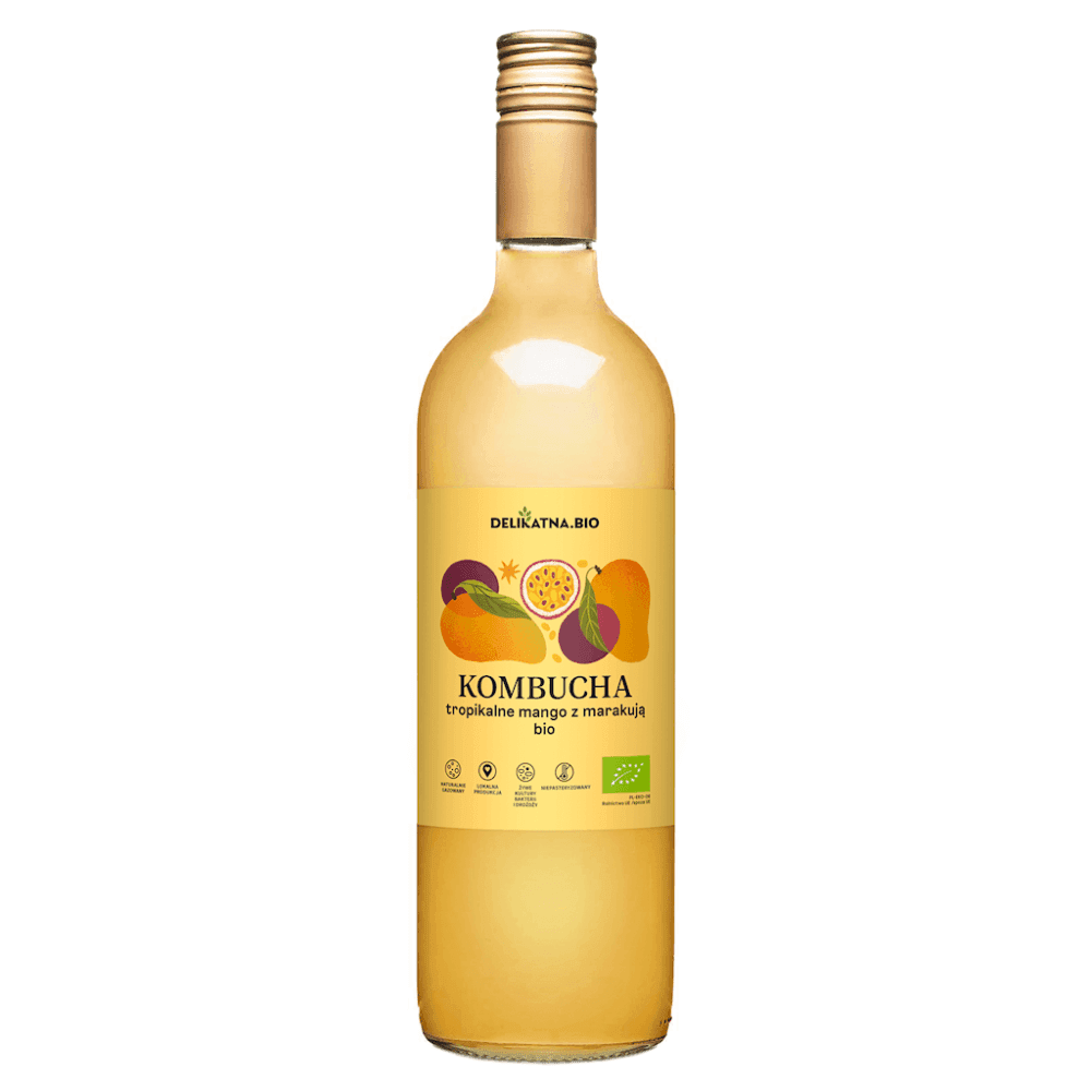 DELIKATNA Kombucha mango z marakują BIO 750 ml