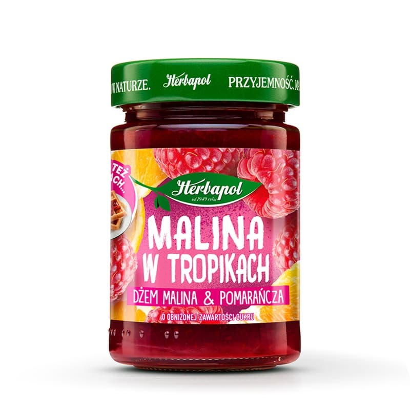 HERBAPOL MALINA W TROPIKACH Dżem malina-pomarańcza niskosłodzony 280 g