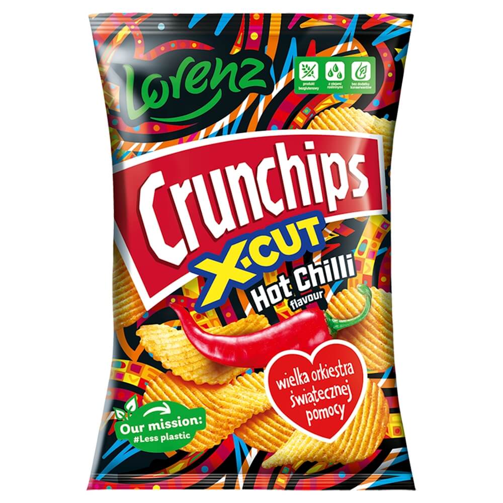 CRUNCHIPS X-CUT Chipsy ziemniaczane o smaku chilli 130 g