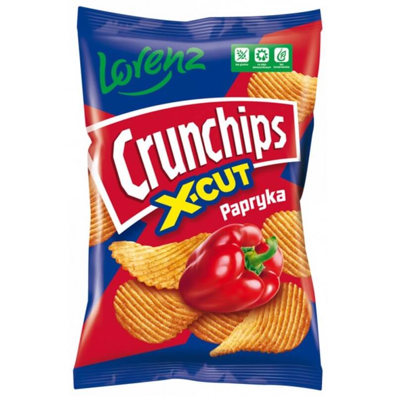 CRUNCHIPS X-CUT Chipsy ziemniaczane o smaku papryka 130 g