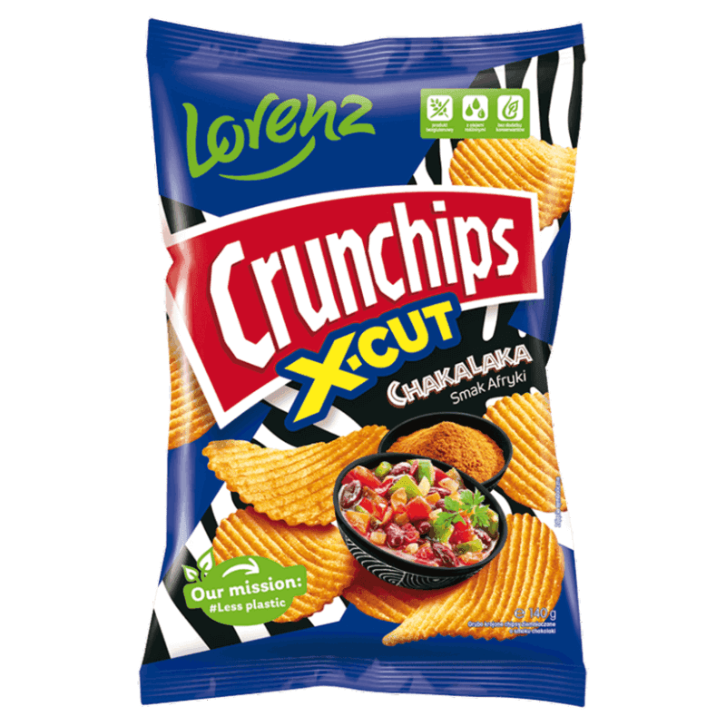 CRUNCHIPS X-CUT Chipsy ziemniaczane o smaku Chakalaka 130 g