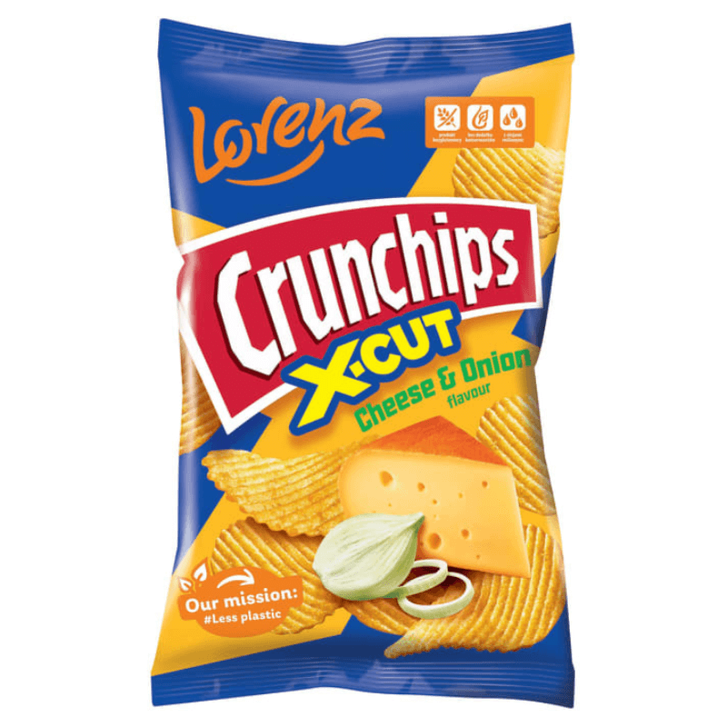 CRUNCHIPS X-CUT Chipsy ziemniaczane o smaku ser i cebula 130 g
