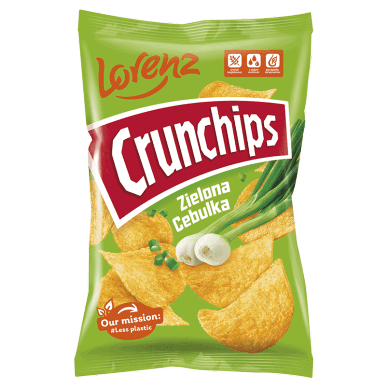 CRUNCHIPS Chipsy ziemniaczane o smaku zielonej cebulki 130 g
