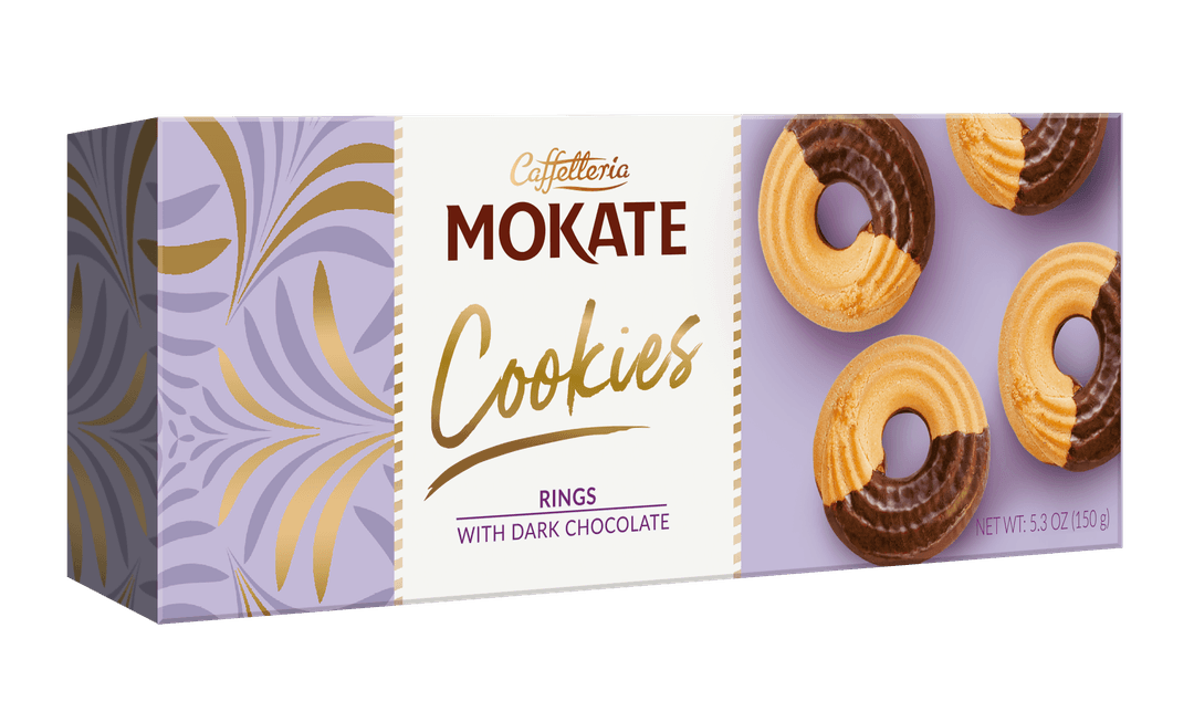 MOKATE COOKIES Ciastka Ringi z ciemną czekoladą 150 g
