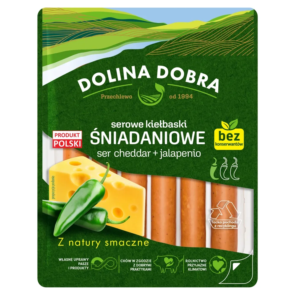 DOLINA DOBRA Kiełbaski serowe śniadaniowe 200 g