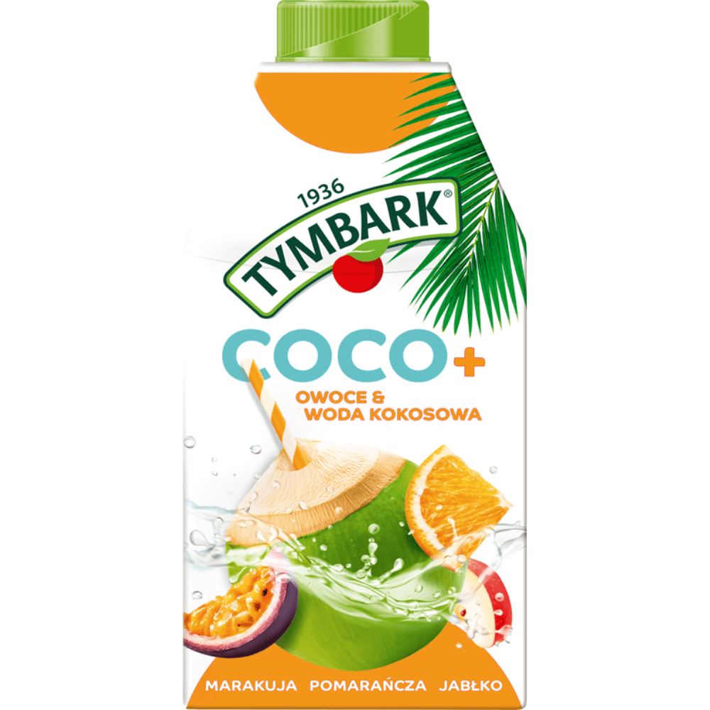 TYMBARK COCO+ Woda kokosowa marakuja pomarańcza jabłko 500 ml