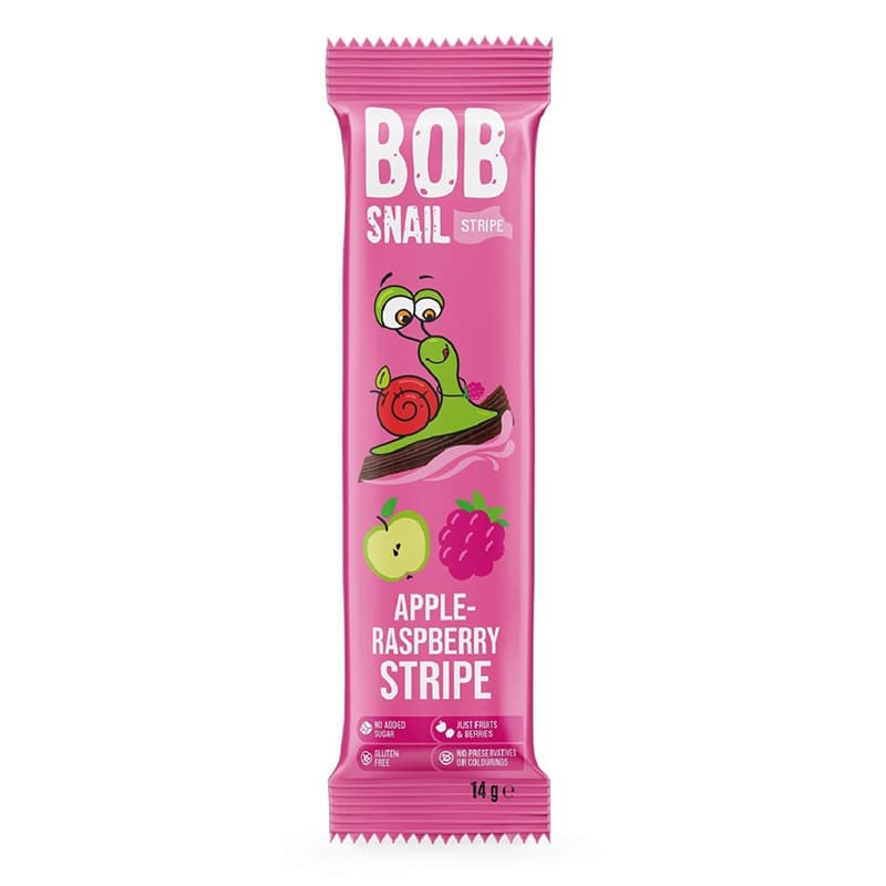 BOB SNAIL Przekąska jabłkowo-malinowa z owoców bez dodatku cukru 14 g