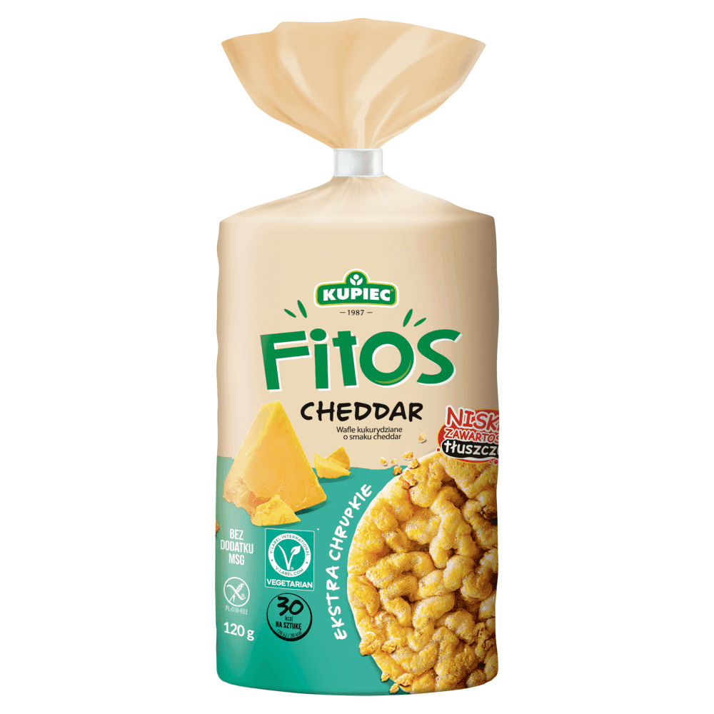 KUPIEC FITOS Wafle kukurydziane o smaku cheddar 120 g