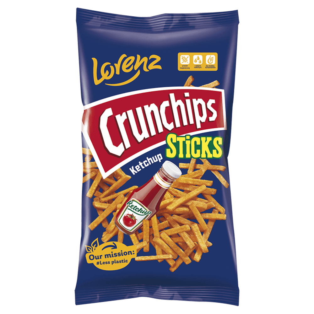 CRUNCHIPS STICKS Chipsy ziemniaczane o smaku ketchup 70 g