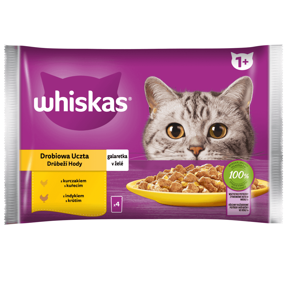 WHISKAS Karma mokra dla kotów z kurczakiem w galarecie 4 x 85g 340 g