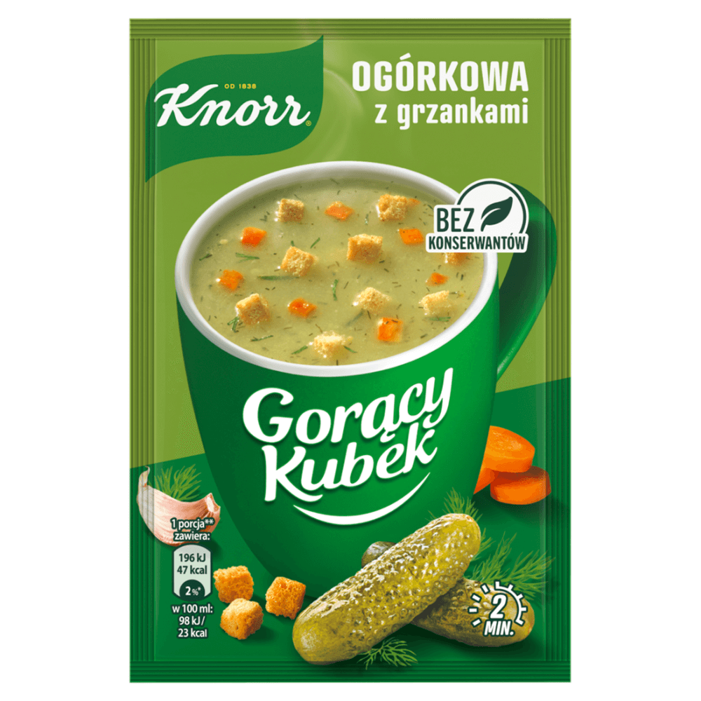 KNORR GORĄCY KUBEK Zupa błyskawiczna ogórkowa z grzankami 13 g
