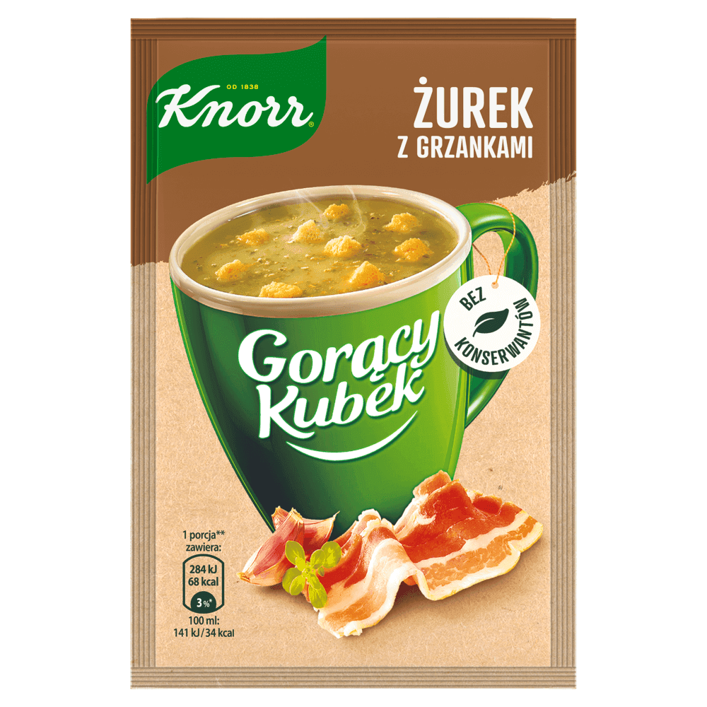 KNORR GORĄCY KUBEK Zupa błyskawiczna żurek z grzankami 17 g