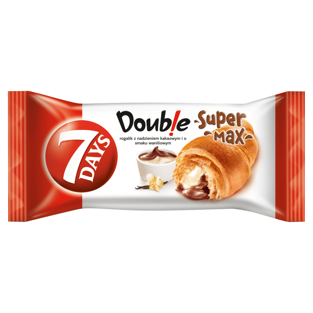7 DAYS DOUB!E Rogalik z nadzieniem kakaowym i o smaku waniliowym Super Max 110 g